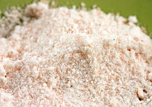 A pile of pink-and-white shrimp powder.