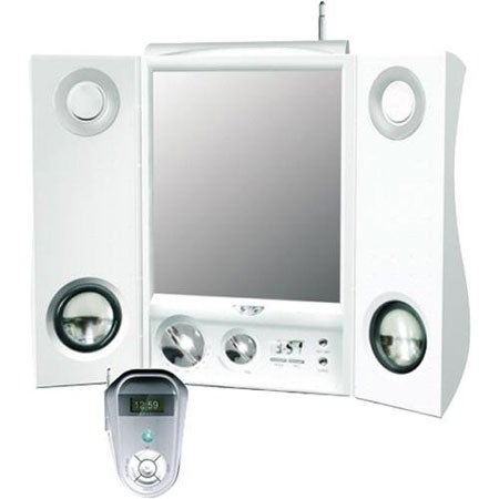 Singing in the bathroom just isn't fun when you are chronically tone deaf. The iSing Wireless Shower Radio Mirror drowns out pathetic crooning attempts with audio from an mp3 or CD player, a television, or computer while also providing a handy reflective surface to use while shaving in the morning. About $100, <a href="http://www.zadroinc.com/">Zadro</a>