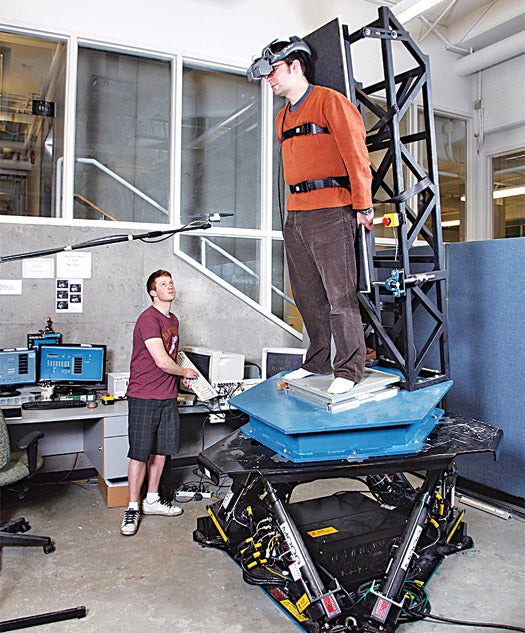 A Fully Immersive Rehab Robot Birthplace University of British Columbia Occupation Rehabilitator Why We Need It Today's physical-therapy equipment for balance requires stroke victims to have enough strength to stand on their own, but that puts them at risk of more falls and injuries. How It Works The RISER (Robot for Interactive Sensory Engagement and Rehabilitation) is the only rehab system that can simulate a wide range of unstable situations while fully supporting a patient's body weight to help him regain his sense of balance after a stroke. Supported by a back brace, a patient stands on a Wii-board-like platform that can move in six directions. Virtual-reality goggles work in sync with the platform to guide users through different simulated activities, such as riding up an escalator or windsurfing. Patients can gradually attempt more-challenging balancing acts to speed up their recovery. The platform is also a powerful research tool in the quest to better understand the neurobiology of balance. When a patient stands on the platform and experiences a recording of his previous ride, electrodes attached to his scalp give scientists insight into how different brain regions are responding to the experience On The Job By 2015