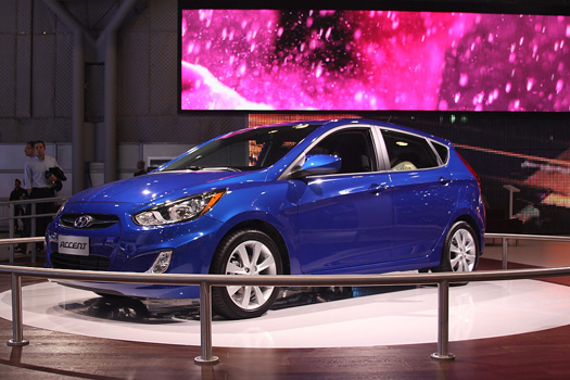 The all-new version of Hyundai's subcompact Accent made its U.S. premiere in Detroit. Hyundai says the new Accent, with its 1.6-liter direct-injection gasoline engine, will produce more horsepower (138) and get better mileage (30 mpg in the city, 40 mpg on the highway), than any other subcompact—think of the Honda Fit, the Toyota Yaris, the Ford Fiesta, and the Mazda 2.