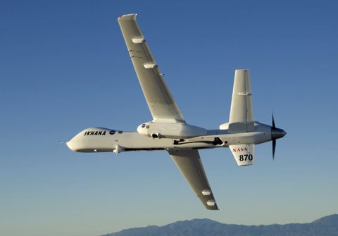 NASA´s <em>Ikhana</em> aircraft used thermal-infrared imaging equipment to spot and evaluate the wildfires raging throughout California this week.