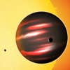 This planet is about 750 light-years away, and is basically a demon planet. Not much is known about it aside from the fact that it's the darkest exoplanet discovered to date: blacker than coal, it reflects less than 1 percent of light. Astronomers aren't entirely sure what accounts for its darkness, but it could be that it lacks reflective clouds or has light-absorbing chemicals in its atmosphere. The fact that it's so dark doesn't mean it's cold, though -- in fact, what little light it does emit has a faint red glow like a hot electric stove, and its temperature is <a href="http://www.cfa.harvard.edu/news/2011/pr201121.html">estimated to be</a> around 1,255 K (1,800 degrees F).