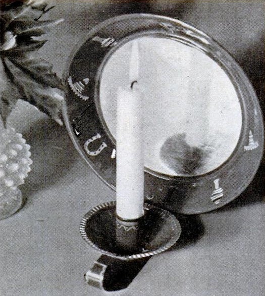 candle cone and a pie plate in black and white