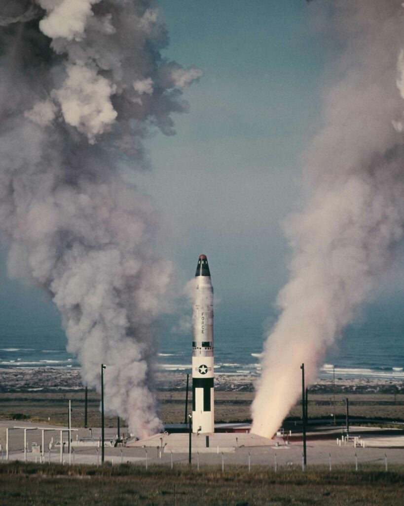 A Titan II leaving a missile silo.