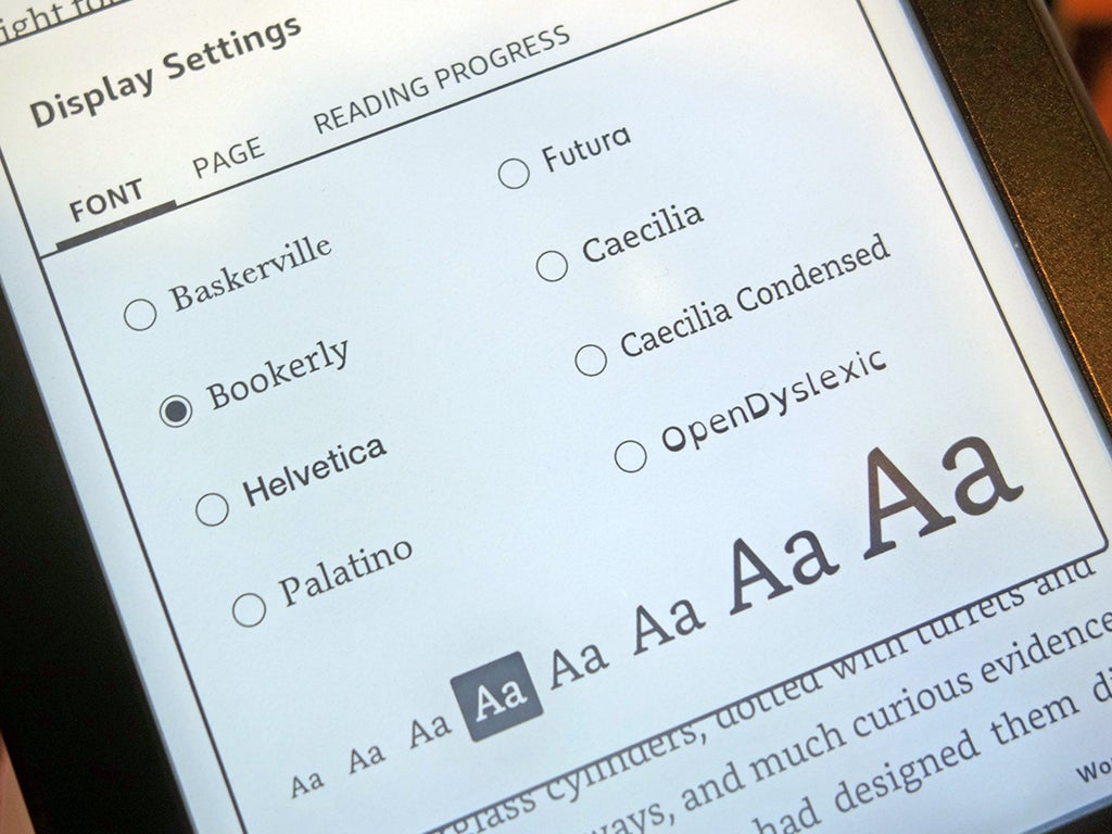 Reading interface of Amazon Kindle