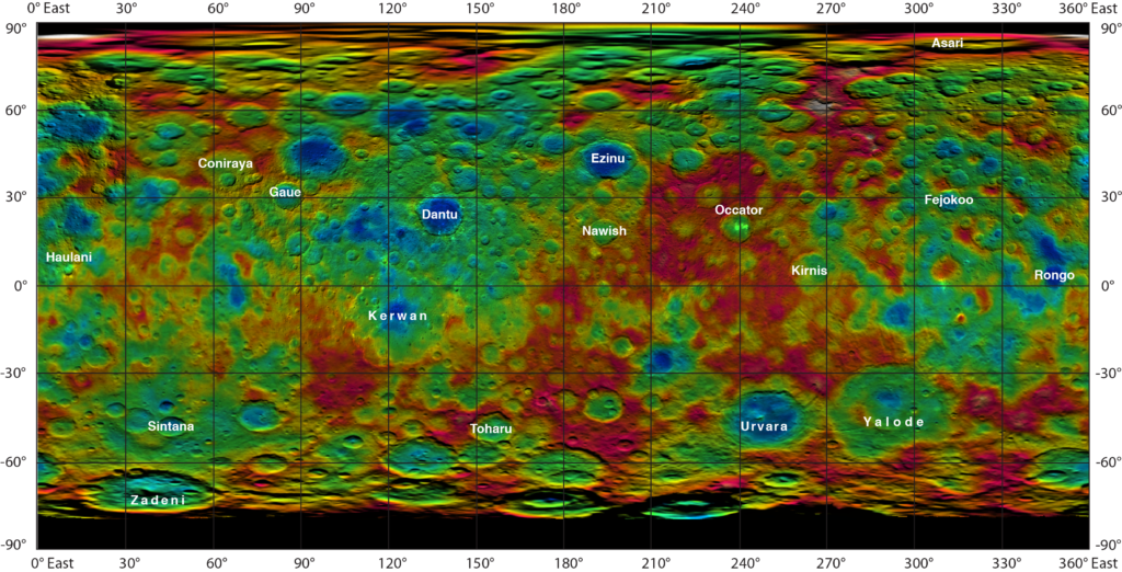 Ceres' craters and peaks