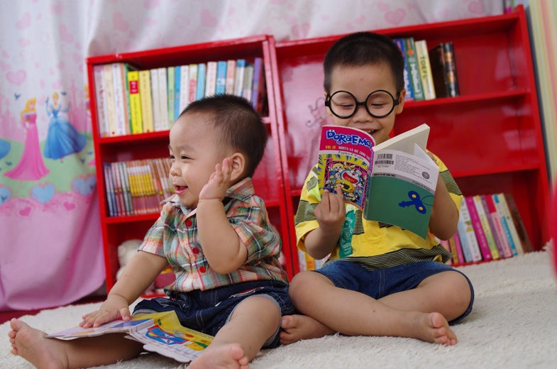 Kids with books
