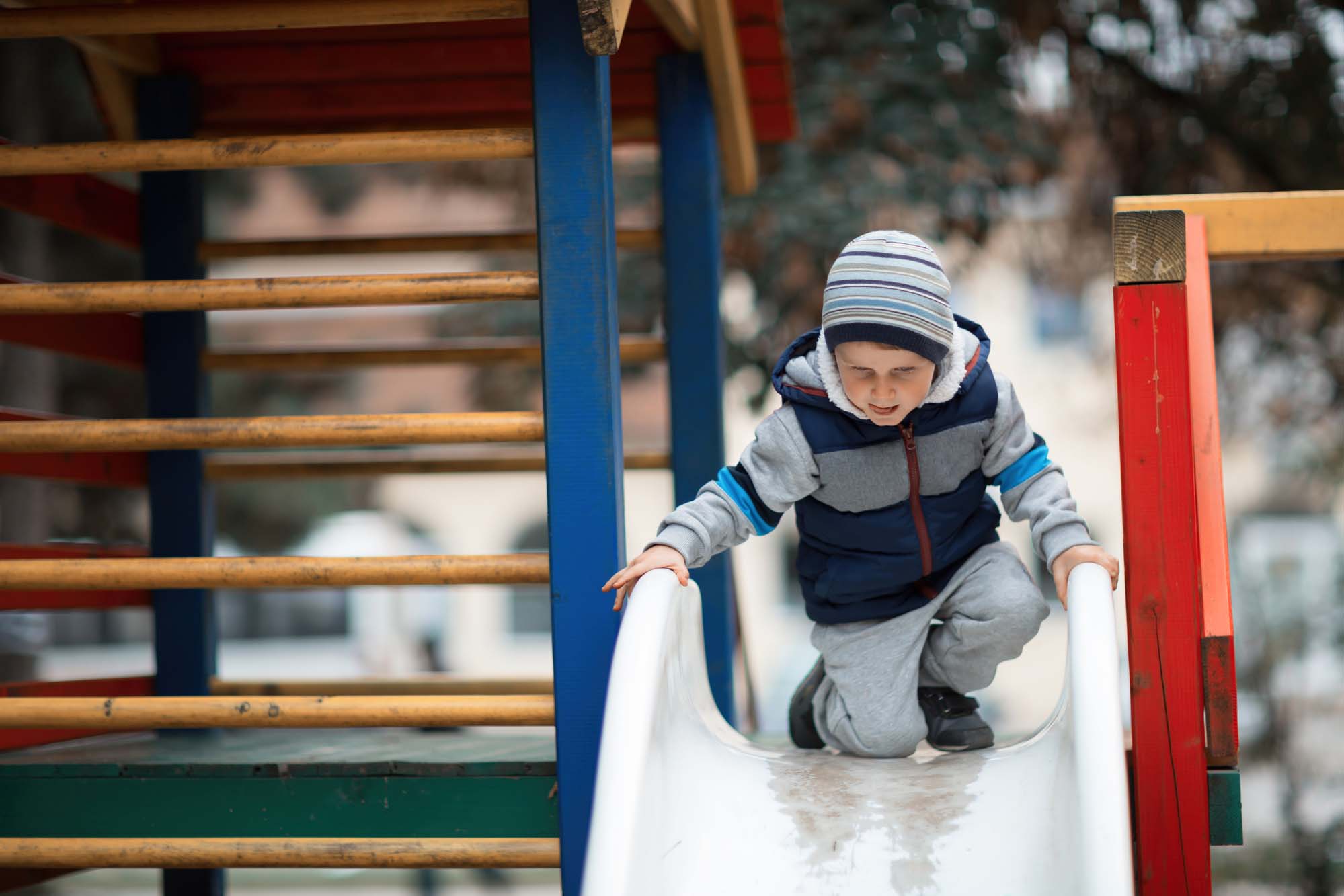 It’s actually really dangerous to go down a slide with your kid