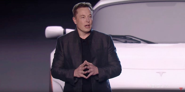 Elon Musk at the Tesla Model 3 unveiling event