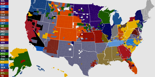A Map Of NFL Team Allegiance