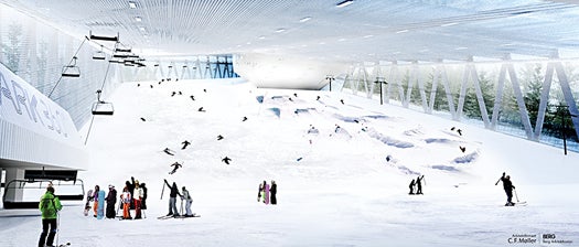 When it is completed in 2015, the ski park will use its airy construction to cool the facility on chilly days.