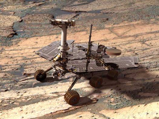 Though its twin rover Spirit is permanently mired in the Martian soil, Opportunity is still cruising after more than six years on the red planet. Its current journey will take it to the lip of Endeavour crater, almost a marathon's length from its landing site. It should arrive at the crater rim sometime in mid-2012, NASA says. An impressive feat for a rover that was designed to drive 0.6 of a mile.
