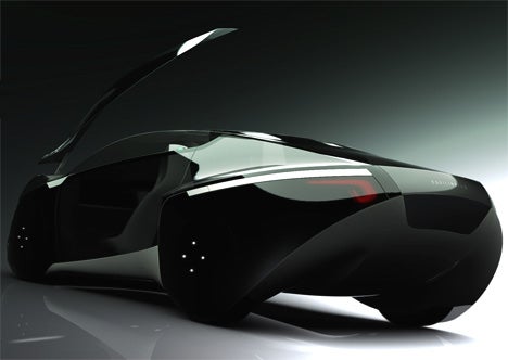 Automotive designer Bob Romkes's vision for the Equilibrium concept is a car that uses artifical intelligence and other technologies to adapt to a driver's needs, and mimics the responses of a living being.