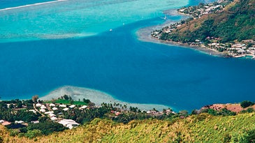 coral reefs of Moorea as seen from height