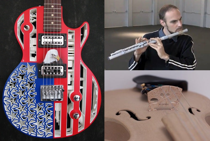 They aren't exactly professional quality, but the fact that we can 3-D print instruments at all is astounding. So far, we've seen <a href="https://www.popsci.com/technology/article/2011-01/mit-media-lab-prints-sweet-sounding-flute-3-d-printer/">flutes</a>, <a href="https://www.popsci.com/technology/article/2011-09/today-3-d-printing-musical-instruments-and-instruments-war/">violins</a>, and <a href="http://odd.org.nz/americana.html/">guitars</a>. In addition, the MIT researchers who printed the flute have bigger dreams: designing and 3-D printing previously <a href="http://web.media.mit.edu/~amitz/Research/Entries/2008/11/23_DIGITAL_FABRICATION_AND_DESIGN_OF_MUSICAL_INSTRUMENTS.html/">unfathomable instruments</a>, like a multi-pipe trumpet.