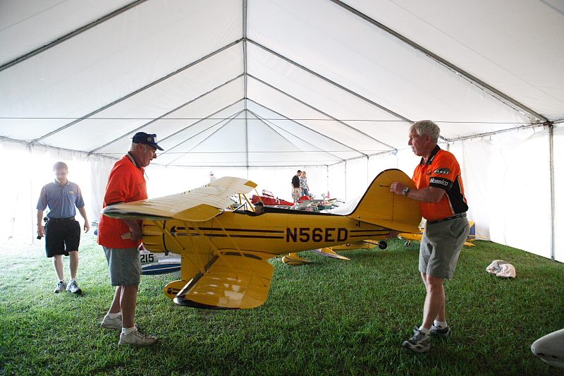 The day starts with the removal of the planes from the overnight storage tent.