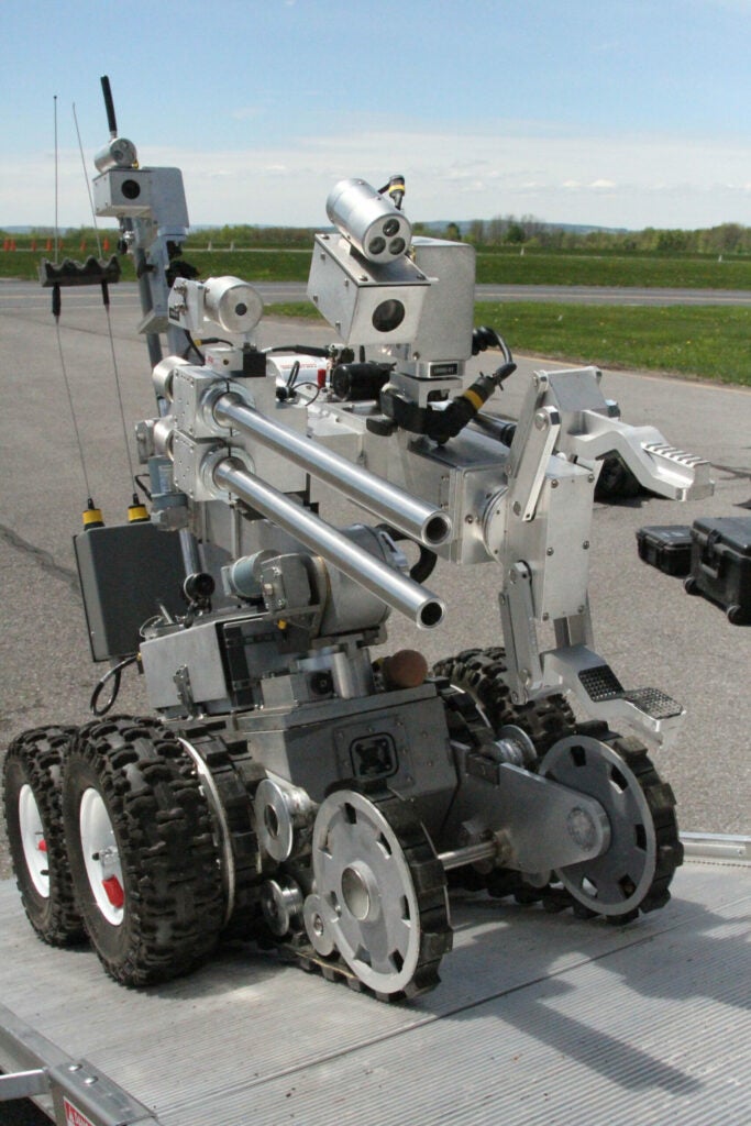Bomb Squad Robot Drives Up Ramp