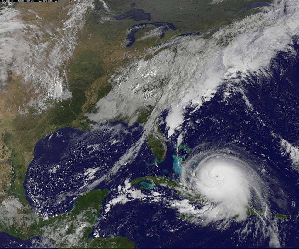 NASA and NOAA satellites picked up <a href="http://www.nasa.gov/feature/goddard/td11-atlantic-ocean">images</a> of Category 4 Hurricane Joaquin as it approached the Atlantic Coast of North America.