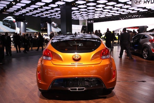 Heavy-handed or not, the Veloster was one of the more talked-about debuts of the show, thanks in part to some edgy design flourishes, like this bubbly rear end.