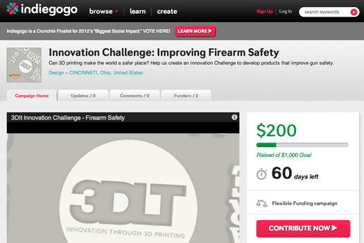 3Dlt plans to launch an innovation contest to encourage 3-D-printed gun safety equipment.