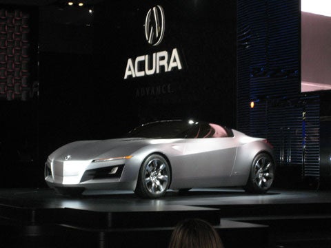Acura´s version of the low, sleek, chiseled-looking wedge, the Advanced Sports Car Concept, features gobs of lightweight carbon fiber and Honda´s first V10 outside of Formula One racing. This is the replacement for the brilliant yet underappreciated NSX. Unlike its predecessor, though, the engine sits out front instead of amidships. Secret style weapon: LED lighting everywhere.
