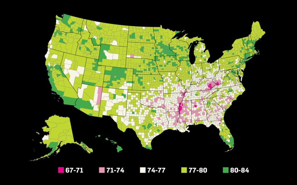 Life Expectancy at Birth US map