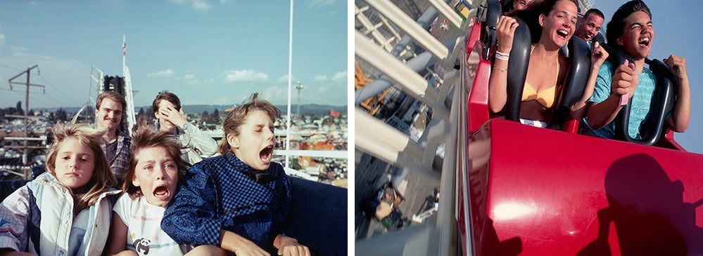 kids screaming on roller coasters