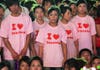 Foxconn employees attend a rally at the Foxconn campus in Shenzhen.