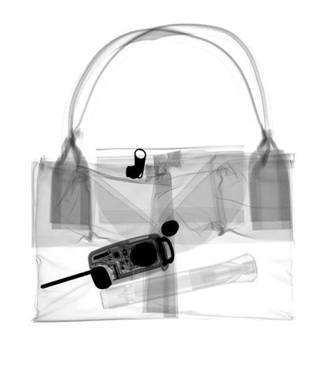 If this purse were actually owned by a real woman, there would be a lot more stuff in it. Imaging method: Backscatter x-ray