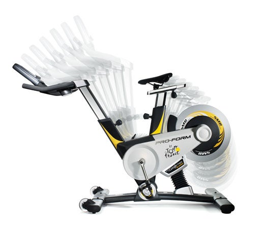 The Tour de France cycle lets users ride outdoor routes at home. Cyclists create a route using Google Maps, and the bike automatically inclines and declines to mimic the path's topography. It also takes into account the user's weight and height to simulate wind resistance. <a href="http://www.proform.com/webapp/wcs/stores/servlet/Product_-1_14201_16002_69502_177903">ProForm Tour de France</a> <strong>$1,300</strong>