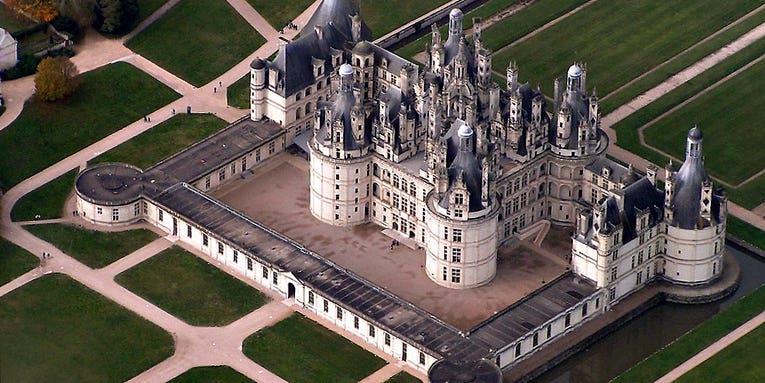 Drone Films Flooded French Castle