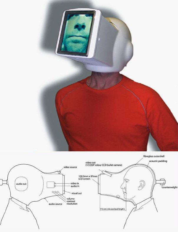 "One room in the exhibit is about the balance between the individual and the collective sphere," says Antonelli. The Interstitial Space Helmet tries to meld the physical and virtual world. A CCD bullet camera mounted inside the decidedly bulky headgear projects a live-feed of the wearer onto an LCD screen that faces outward. According to designers, the helmet can be a way of "developing or refining the digital persona." If you're wondering about neck pain, fear not. A protruding counterweight on the back of the helmet helps distributes the load of the front-heavy design.