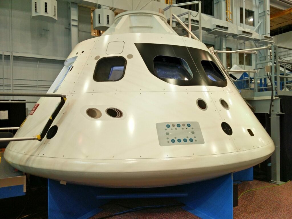 A mock-up of the Orion capsule