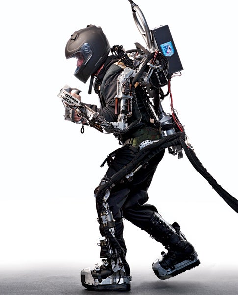 The most advanced real-world exoskeleton yet, the XOS, grants its wearer extraordinary strength and endurance. To read more about the development of the XOS, <a href="https://www.popsci.com/scitech/article/2008-04/building-real-iron-man/">read our feature article here</a>.