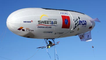 Nephelios, a Manned Solar-Powered Blimp, Prepares To Cross the English Channel