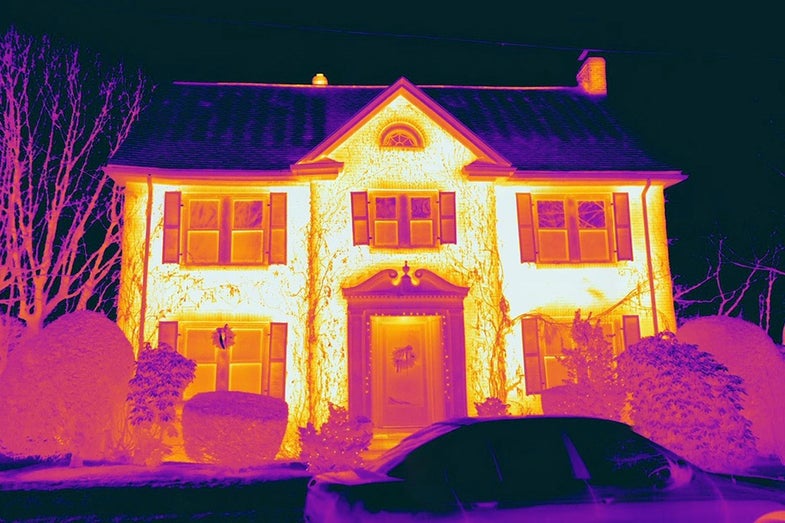 thermal image of a house showing which parts of the house are warmer than others