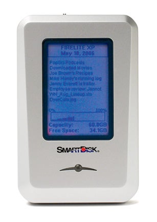 Save it and forget about it. This portable 60-gig hard drive lets you display a list of what´s inside on its LCD screen, which retains the image without using any power. <strong>SmartDisk FireLite Xpress $200;</strong> <a href="http://smartdisk.com">smartdisk.com</a>