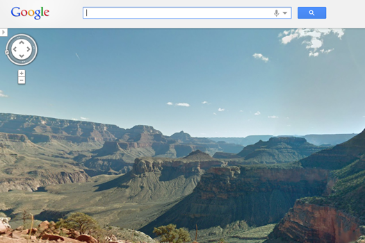 The view from the Rim Trail in the Grand Canyon, as seen from Google Maps.