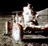 Apollo 17 astronauts use the lunar rover