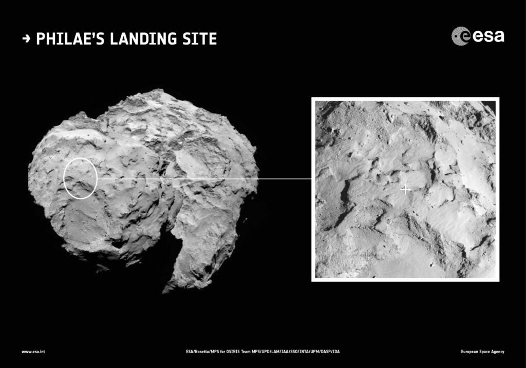 The European Space Agency has finally figured out where it will land Philae, the probe that travelled with their Rosetta spacecraft to comet 67P/Churyumov–Gerasimenko. Now they're holding a <a href="https://www.popsci.com/article/science/rubber-ducky-comet-site-needs-catchy-name/">contest</a> to decide what to name the site.
