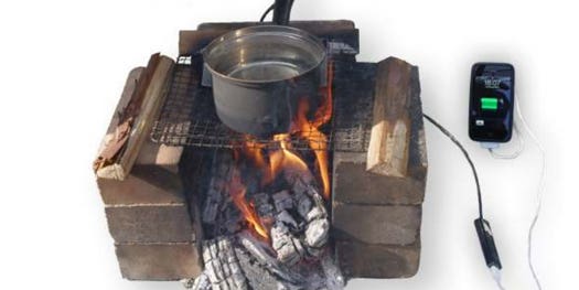Outdoorsy Japanese Cooking Pot Charges Phones Over a Campfire