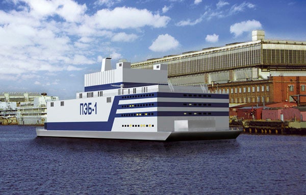 An artist's rendering of a floating nuclear power station currently under construction in Russia