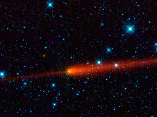 WISE didn't just capture faraway nebulae, but also smaller objects closer to home. It captured this image of Comet 65/P Gunn as it was whipping its away around the solar system some 243 million miles from Earth at a speed of about 4,800 miles per hour.