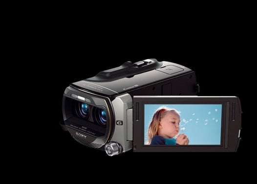 Sony's camcorder is the first true high-def 3-D video shooter. Instead of sharing one image processor and sensor between two lenses, which results in only half HD resolution in each eye, the HDR-TD10 has a full set of capturing hardware for each eye. That's a wide-angle lens, a 7.1-megapixel CMOS sensor and an image processor for each eye. The result is the first true full HD home movies, ready to take full advantage of the flood of active-shutter 3-D sets. Even if video was shot in 3-D, it can be still be viewed on a 2-D TV; in this case only the image from the left lens is displayed--still on full HD, of course. $1,500