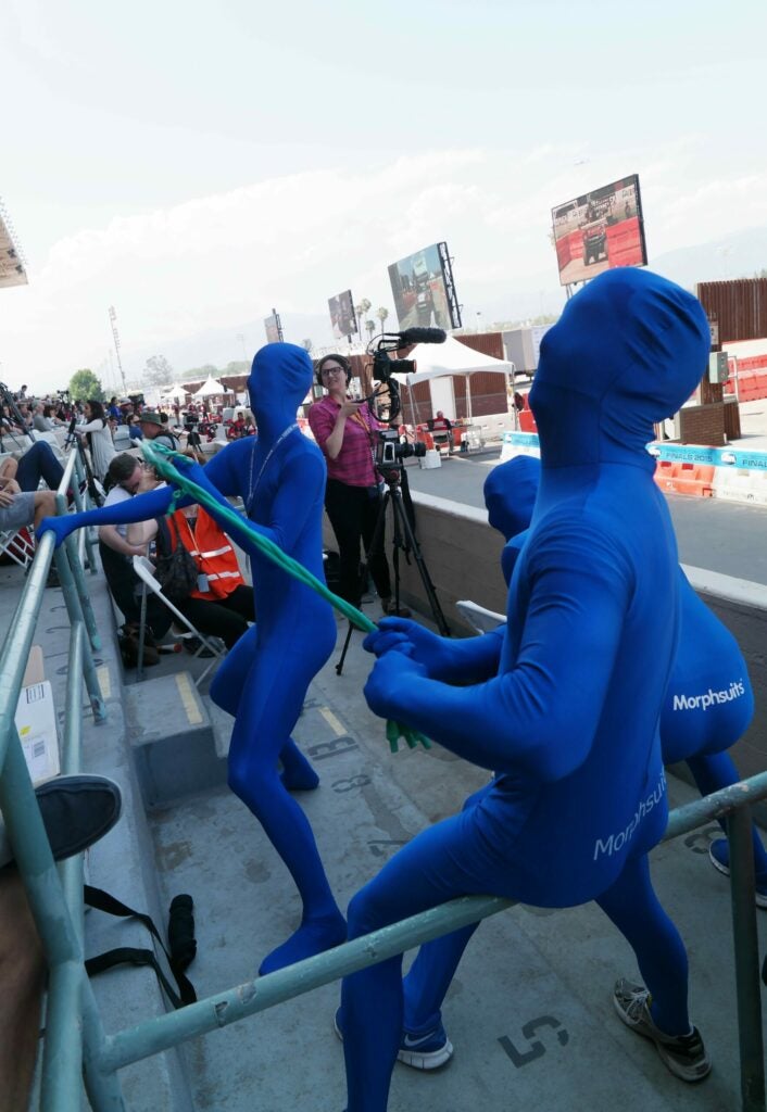 Team IHMC launches T-shirts and wears blue body suits at the DRC