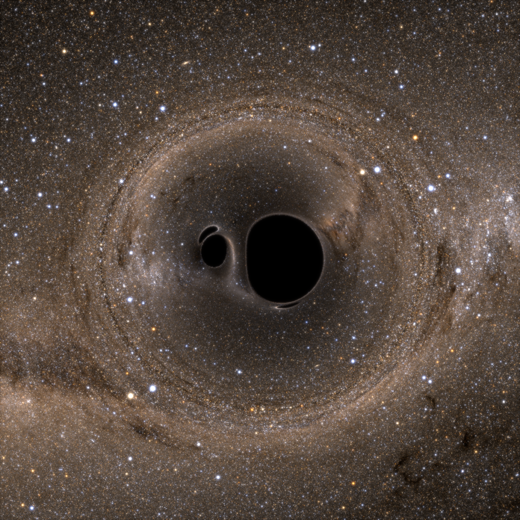 a black hole against a starry sky