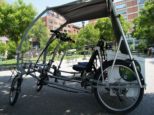 Pictured along side New York City's West Side Highway is the vehicle before the start of the tour.
