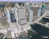 Three-dimensional rendering of downtown Manhattan.