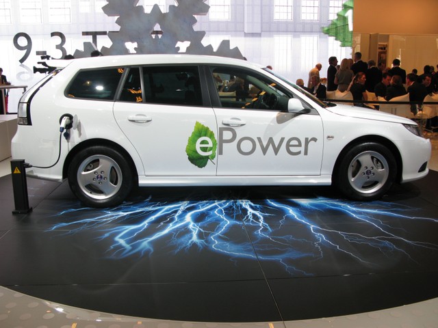 Saab introduced their first all electric car -- the 9-3 e-Power Concept. The e-Power is powered by a 135 kW (184 horsepower) electric motor which drives the front wheels through a single-speed transmission and reaches 0-60 in about 8.5 seconds with a top speed of about 94 miles an hour. We feel badly for the brand, whose survival isn't assured, but this all-electric wagon seems cool to us.