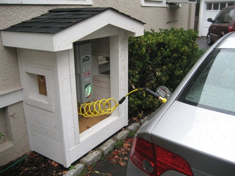 The Phill home-refueling station installed in automotive editor Eric Adams's driveway.